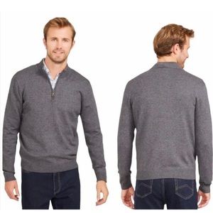 J. McLaughlin Men’s Cotton Modal Blend Quarter Zip Sweater in Gray - XL